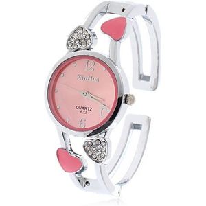 Vrouwen Armband Horloge Armband Quartz Horloge met Rhinestone Ronde Wijzerplaat Roestvrij Stalen Band Horloges met Doos