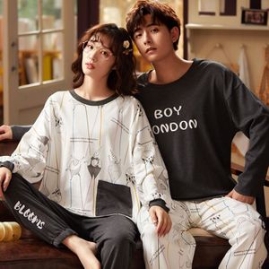 Xizou Mannen Kleding Herfst 100% Katoen Paar Pyjama Vrouwen Pijama Dame Pyjama Sets Mode Lounge Nachtkleding