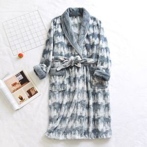 Fdfklak Mannen Leisure Badjas Herfst Winter Flanel Lang Gewaad Dikke Warme Nachtkleding Mannelijke Losse Homewear Lounge Nachtjapon