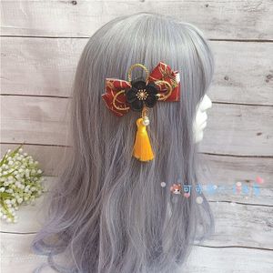 Lolita Crane Terugkeer Hoofdtooi Haaraccessoires Haarbanden Kc Side Clip Japanse Stijl Kimono Accessoires Bloem Rood Zwart