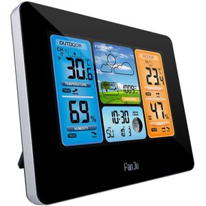 RF 3373 Weerstation multifunctionele Digitale Klok Temperatuur Vochtigheid Despertador Maan Fase Bureau Tafel LCD Wekker