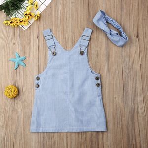 Pudcoco Lente Herfst Leuke Gestreepte Baby Kids Jongens Meisjes Peuter Denim Jeans Overalls Jurk Rok Kleding 0-24 maanden