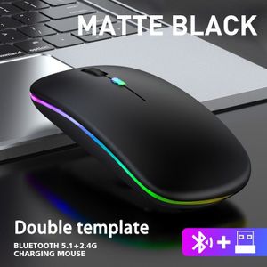 Draadloze Muis Bluetooth Muis Rgb Oplaadbare Stille Mause Ergonomische Gaming Muis Voor Laptop Pc Macbook 1600Dpi 2.4G Muis