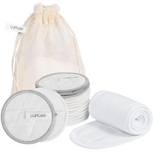 18 Stks/pak Herbruikbare Up Verwijderen Veeg Wattenschijfjes Facial Body Zachte Katoen Cosmetica Remover Pads Met Hoofdband Opbergtas