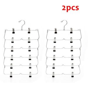 6-Tier Rok Broek Shorts Hangers Met Verstelbare Clips Ruimtebesparend Geen Slip 12 Clips Kleding Opslag Metalen Rok rack