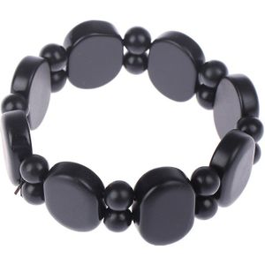 Zwart Natuurlijke Bianshi Armband Voordelen Gereedschap Voor Vrouwen Mannen Gezondheidszorg Gemaakt Van Natuursteen Naald Jade Bian Massage Armband