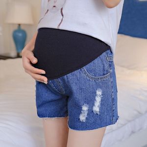 Zomer Denim Moederschap Shorts Voor Zwangere Vrouwen Kleding Zwangerschap Katoenen Kleding Korte Buik Skinny Jeans Hoge Taille Broek