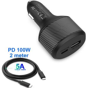Urvns 108W Snelle Auto-oplader, 1 Poort Usb C Pd 90W/65W/45W/30W/20W,1 Poort QC3.0 Voor Xiaomi Type-C Laptop Tablet Iphone 12 Samsung