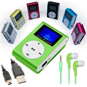 Muziek MP3 Speler Clip Lcd Display Ondersteuning 32 Gb Micro Sd Tf Card Groen Met Li-Ion Batterij + Oortelefoon + mini Usb Kabel