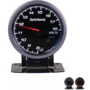 Dynoracing 60 MM Zwart Gezicht Auto Auto Voltmeter 8-18 Volt Voltage Gauge Met Wit &amp; Amber Verlichting Auto meter TT101483