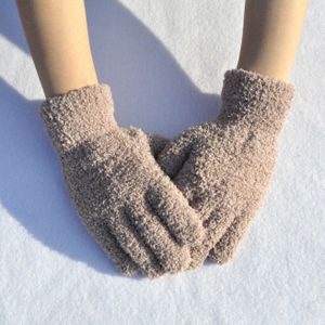 Mannen Vrouwen Pure Kleur Pluche Gebreide Handschoenen Voor Studenten Warm Te Houden In Winter Verdikte Handschoenen SA278