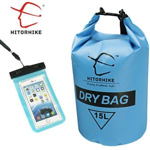 HITORHIKE 15L Outdoor Waterdichte Dry Bag PVC en Telefoon Case Lichtgewicht Duiken Rafting Zwemmen Rugzak Reistassen