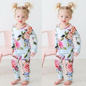 3pcs Pasgeboren Kid Baby Meisje Kleding Bloemen Top T-shirt Broek Hoofdband Outfit Herfst Baby Meisjes Bloemen Kleding Set