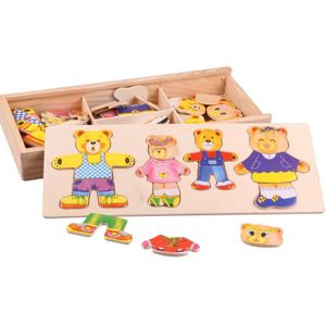 Kids speelgoed Educatief Grappig Speelgoed Beer Veranderende Kleren Houten Puzzel Speelgoed Goede voor Kinderen Veilig en betrouwbaar