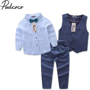 Pudcoco Mode Gentleman Baby Boy Kleding 3 Pcs Set Strikje Vest T-shirt Broek Pak Sets 2-8T