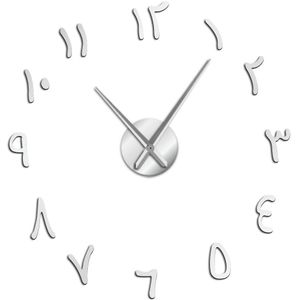 Arabische Cijfers Acryl Spiegel Effect Sticker Diy Giant Wandklok Retro Arabische Cijfers Grote Stille Muur Horloge Home Decor
