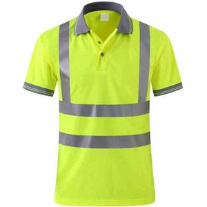 Veiligheid Kleding Reflecterende Hoge Zichtbaarheid Werkkleding tshirt Korte Mouwen Fluorescerende Geel Werken Tops Tee Sneldrogend