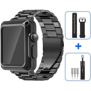 Metal Case + Band Voor Apple Horloge Band Se 6 5 4 40Mm 44Mm Beschermende Shell Voor Iwatch 3 2 1 38Mm 42Mm Rvs Band + Case