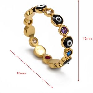 Lucky Eye Multi Kleur Turkse Evil Eye Ring Goud Kleur Koper Dropping Olie Party Wedding Ring voor Vrouwen Trendy Sieraden EY6777