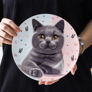 Britse Korthaar Kat Plaat & Mok Decoratieve Kitty Plaat Houder Porselein Portie Schotel Plaat Leuke Bone China Voor Kat minnaar