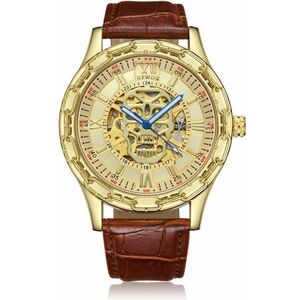 Luxe Gouden Schedel Horloges Heren Skeleton Horloges Sewor Automatische Self-Wind Mechanische Horloges Klok Relogio Masculino