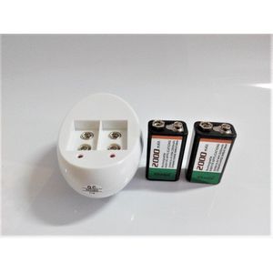 2 Pcs 2000 Mah 9 V Ni-Mh Batterij Universele 9 V Lader
