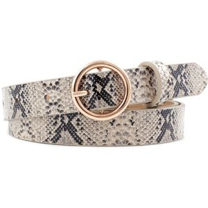 Gold Ronde Pin Gesp Lederen Riem Luipaard Print Snake Patroon Riemen Voor Vrouwen Dame Jurk Jeans Tailleband Ceinture Femme