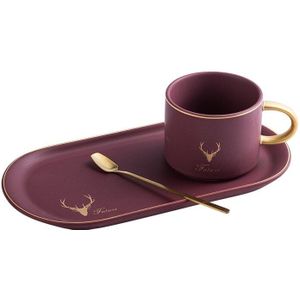 Luxe Gouden Rand Keramische Elanden Koffie Cup Lepel Set Dessertbord Mok Gerechten Kits Schotel Set Kerstcadeau Melk Thee cup Drinkware