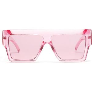 Yooske Vierkante Oversized Zonnebril Vrouwen Platte Top Helder Blauw Roze Zonnebril Mannen Vintage Grote Frame Vierkante Brillen UV400