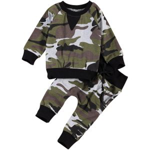 Pasgeboren Baby Jongens Camouflage Kleding Set, lange Mouwen O-hals Tops + Elastische Taille Lange Broek Voor Lente Herfst Herfst Outfits