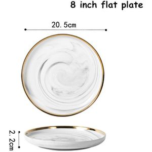Diner Plaat Bestekset Marmer Vajilla Lade Keramische Gouden Rand Schotel Servies Set Salade Gerechten Ronde Food Lade Servies 1 stuks