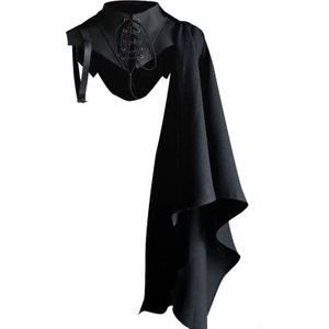Unisex Middeleeuwse Cosplay Accessoires Knight Gothic Cape Shawl Hooded Zwart Vampire Devil Crusader Punk Mannen Vrouwen Mantel Tovenaar