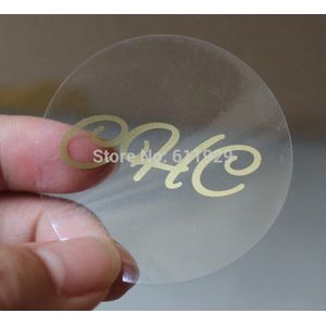 Custom Gold Stempelen Sticker/Ronde Clear Pvc Sticker/Verpakking Transparante Stickers/Kleding Stickers 1000 Pcs veel