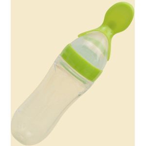 Veiligheid Babyvoeding Fles met Lepel Feeder Voedsel Rijst Melk Voeden Siliconen Zuigeling Granen Fles 90ML