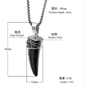 Wolf Tooth Necklace for Men Stainless Steel Snake Chain Charm Pendant Necklace