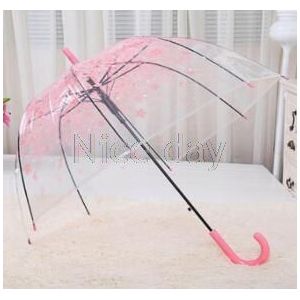 Romantische Transparant Clear Bloemen Bubble Koepel Paraplu Half Automatische Voor Wind Zware Regen F17 20