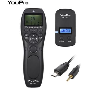 YouPro MC-292 2.4G Draadloze Afstandsbediening LCD Timer Ontspanknop Zender Ontvanger 32 Kanalen voor Sony A7 DSLR Camera