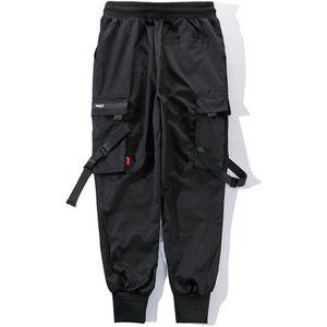 Aolamegs Joggingbroek Solid Kleur Mannen Broek Elastische Taille Trekkoord Multi-Pocket Cargo Broek Baggy High Street Stijl Streetwear