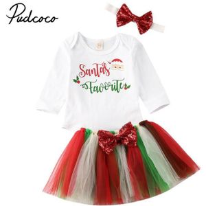0-18M Santa Clus Kerst Pasgeboren Kid Baby Meisjes Kleding Set Romper Tops Lace Tutu Rok Jurk Set elegante Xmas Party Outfits