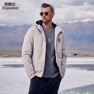 Enjeolon Winter Jas Mannen Dikke Parka Mannen Jas Jas Capuchon Katoenen Parka Mannen Solid Hooded Pocket MF0757