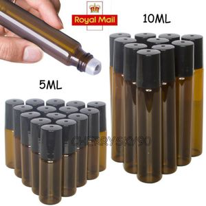 5/10 ml Draagbare Amber Glas Roll Flessen Rollerball Etherische Olie Flessen Mist Container Reizen Hervulbare Fles Transparen