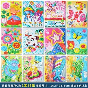Mozaïek Diamant Stickers Cartoon Plakken Papier Kleuterschool 3-6 Jaar Oud Diy Creatieve Kinderen Handgemaakte Materiaal Pakketten