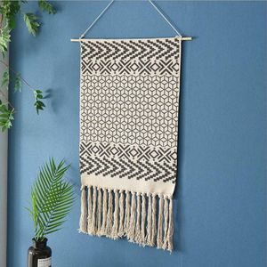 Kwastje Bohemian Macrame Geweven Muur Opknoping Handgemaakte Breien Tapijt Home Office Wanddecoratie Tapijt Muur Opknoping