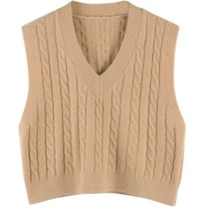 Vest Vrouwen Solid Korte Losse Trendy Koreaanse Stijl Mouwloze Gebreide V-hals Alle-Wedstrijd Vrouwelijke Jassen Eenvoudige Leisure Uitloper