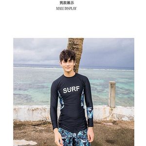 Meiyier Paar Bijpassende Mannen En Vrouwen Rashguard Lange Mouw Swim Shirt Broek Shorts Mode Surf Pak Voor Liefhebbers
