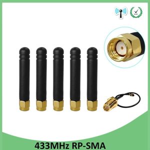 433Mhz Antenne 3dbi Gsm 433Mhz RP-SMA Connector Rubber Lorawan Antenne + Ipx Naar Sma Verlengsnoer Pigtail kabel