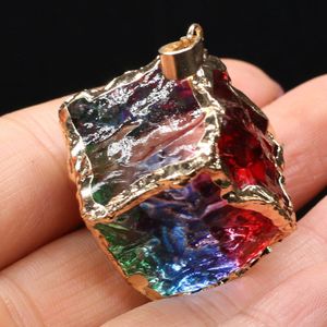 Natuurlijke Kristal Kubus Vierkante Hanger Kleurrijke Rainbow Quartz Chakra Rock Bedels Voor Diy Ketting Sieraden Maken