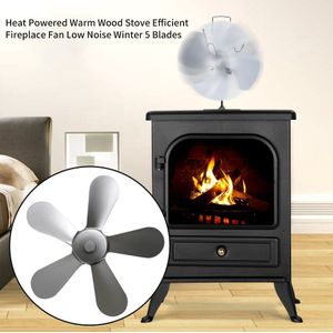 Winter Houtkachel Energiebesparende Warm Warmte Aangedreven Woonkamer Moderne Haard Fan Aluminium Huishoudelijke Efficiënte Brander 5 Blades