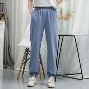 Zomer Dames Pyjamabroek Katoen En Linnen Nachtkleding Leggings Effen Kleur Vrouwen Broek Thuis Katoen Nachtkleding Broek