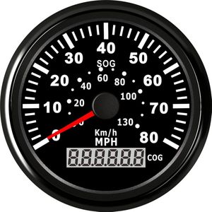 1 Pc 85 Mm Gps Snelheidsmeters 9-32 V 0-130 Km/h Snelheid Meters 0-80MPH IP67 Met Antenne en Blauwe Achtergrondverlichting Voor Auto Motorfiets Boot